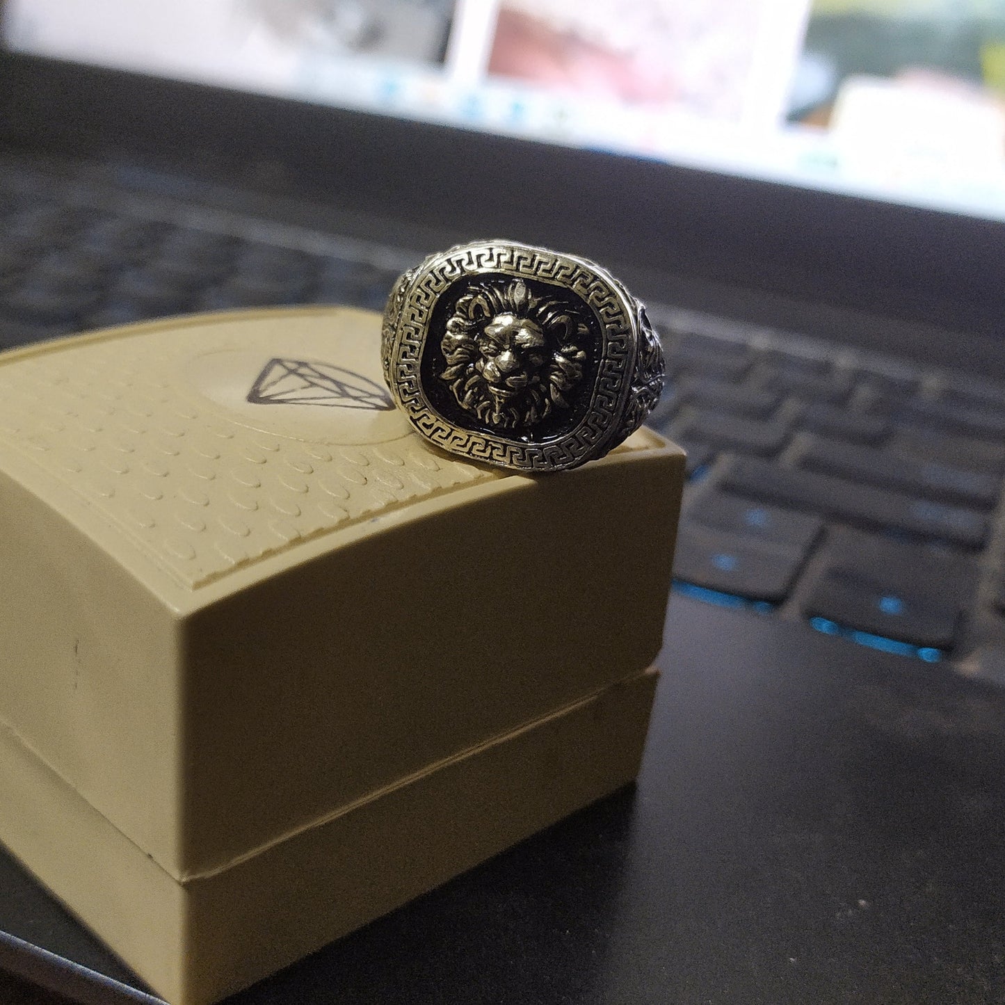Lion Ring With Versace Pattern