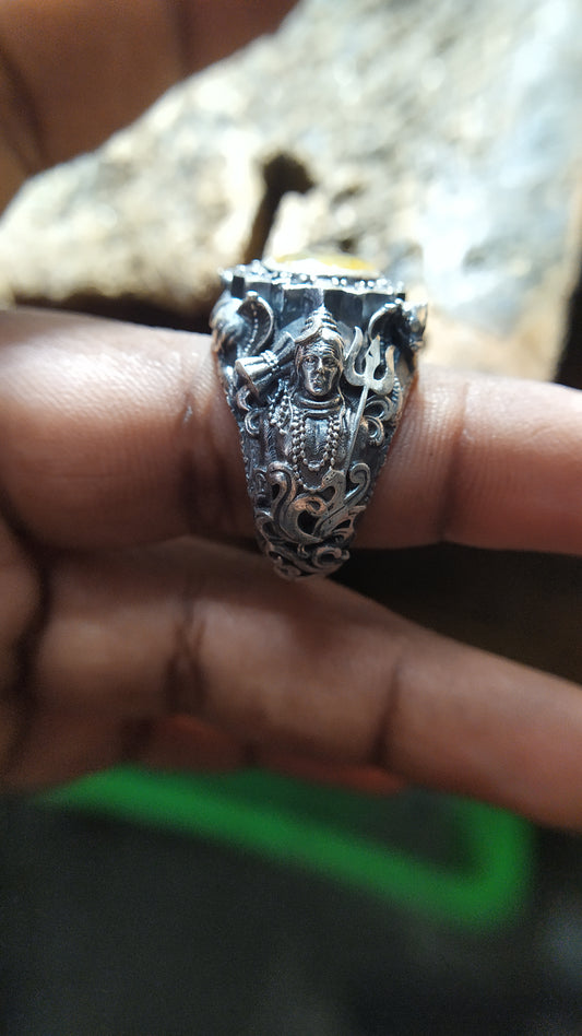 majestic Shivan Ring|natural gemstone|yellow sapphire